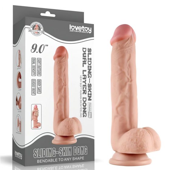 Lovetoy Sliding-Skin - dvojvrstvové dildo - 23 cm (prírodné)