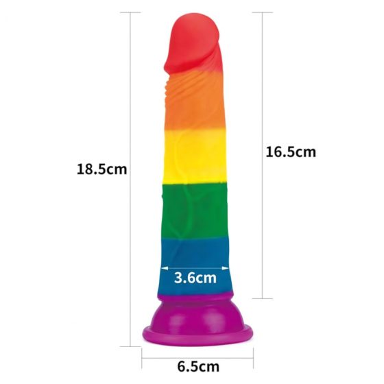 Lovetoy Prider - realistické dildo - 19 cm (dúhové)