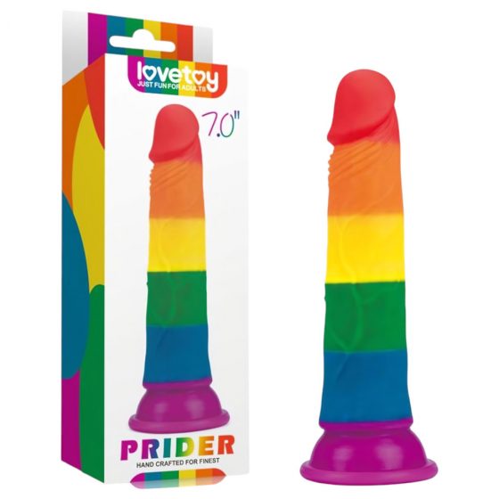 Lovetoy Prider - realistické dildo - 19 cm (dúhové)