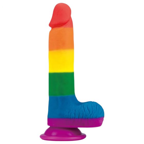 Lovetoy Prider - realistické dildo s varlaty - 20 cm (dúhové)