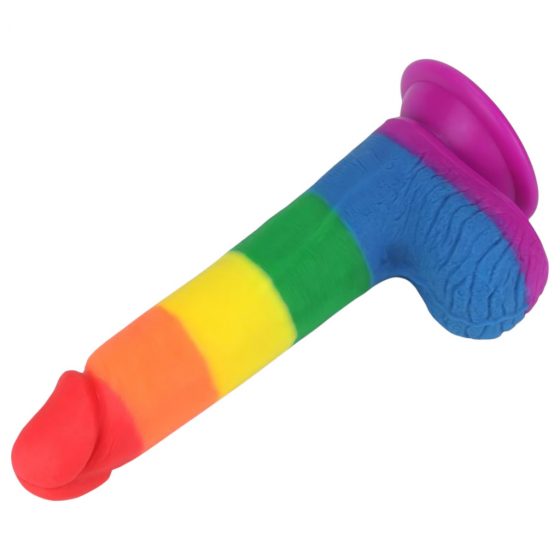 Lovetoy Prider - realistické dildo s varlaty - 20 cm (dúhové)