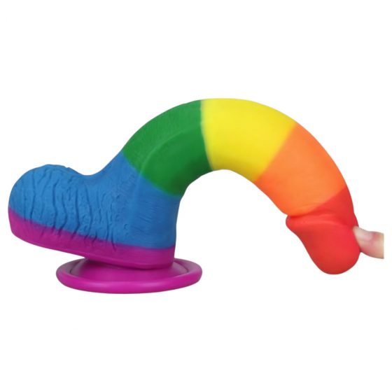 Lovetoy Prider - realistické dildo s varlaty - 20 cm (dúhové)