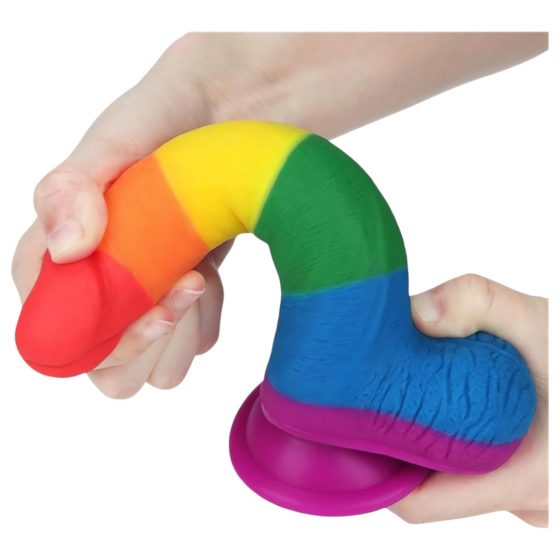 Lovetoy Prider - realistické dildo s varlaty - 20 cm (dúhové)