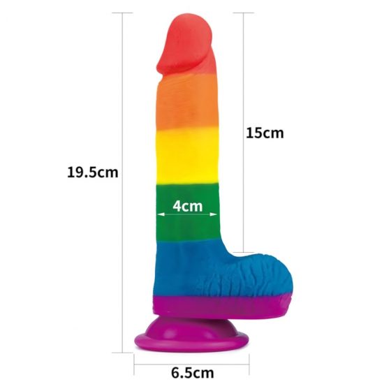 Lovetoy Prider - realistické dildo s varlaty - 20 cm (dúhové)