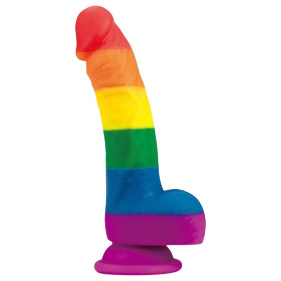 Lovetoy Prider - realistické tekuté silikónové dildo - 19 cm (dúha)