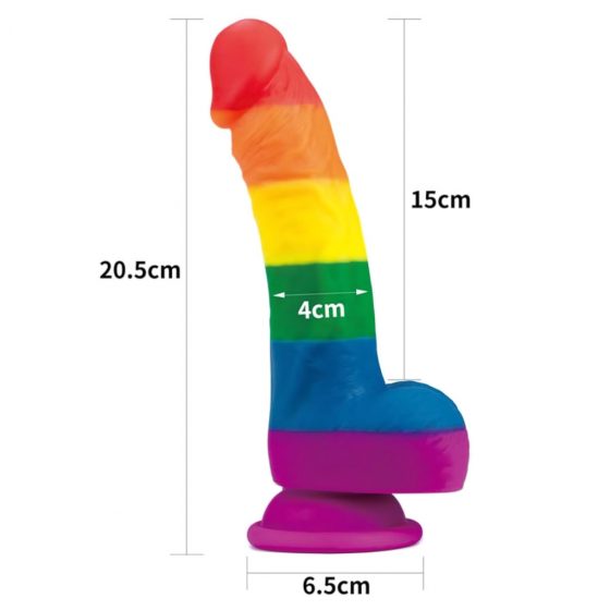 Lovetoy Prider - realistické tekuté silikónové dildo - 19 cm (dúha)