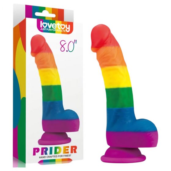 Lovetoy Prider - realistické tekuté silikónové dildo - 19 cm (dúha)