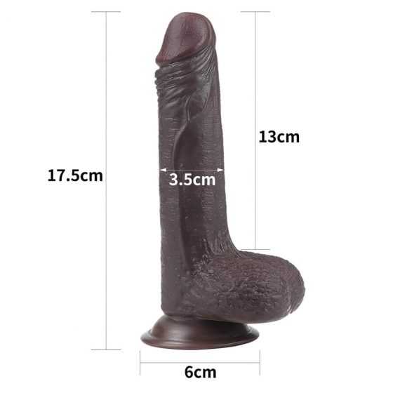 Lovetoy Sliding-Skin - dvojvrstvové dildo - 18 cm (hnedé)