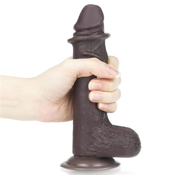 Lovetoy Sliding-Skin - dvojvrstvové dildo - 18 cm (hnedé)