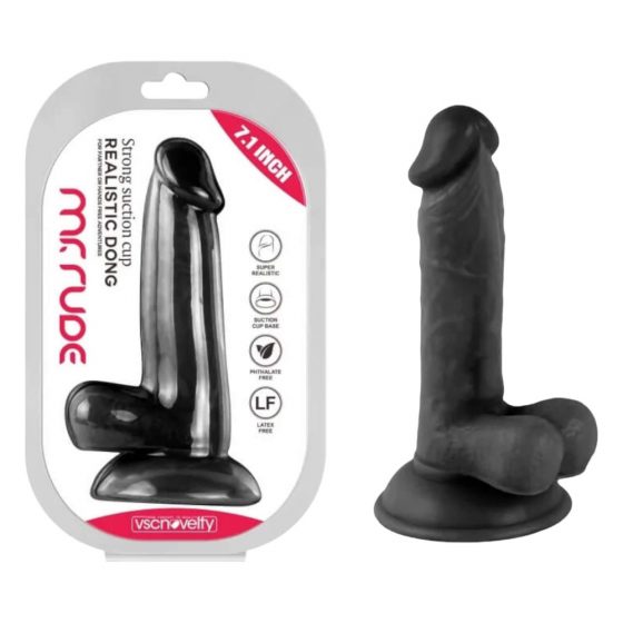 Mr. Rude - upínacie dildo na semenníky - 17 cm (čierne)