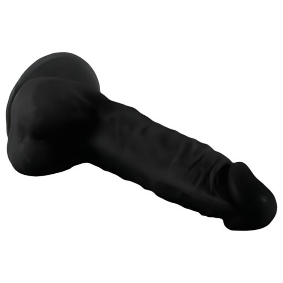 Mr. Rude - upínacie dildo na semenníky - 19 cm (čierne)