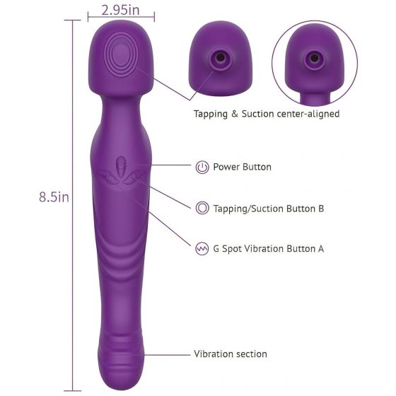 Tracy's Dog Wand - vodotesný, nabíjací, pulzujúci masážny vibrátor (fialový)