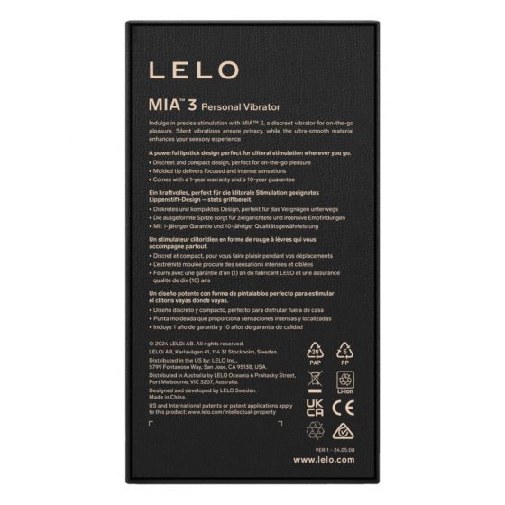 LELO Mia 3 - cestovný rúžový vibrátor (čierny)