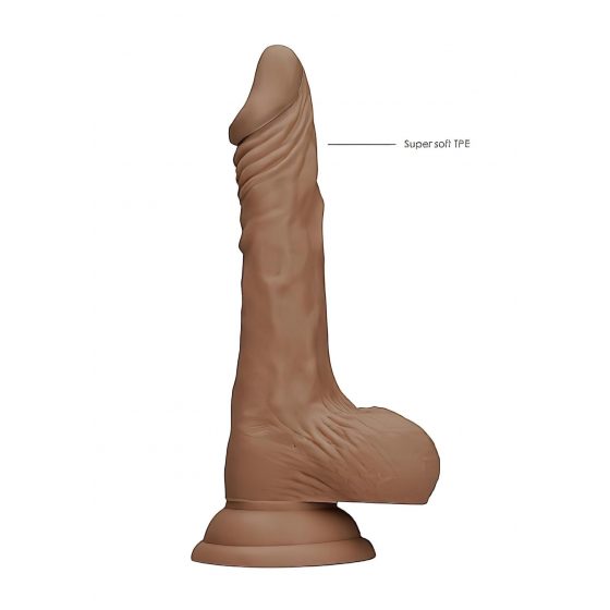 RealRock Dong 7 - realistické dildo s penisom (17 cm) - tmavé prírodné