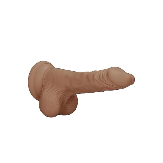 RealRock Dong 7 - realistické dildo s penisom (17 cm) - tmavé prírodné