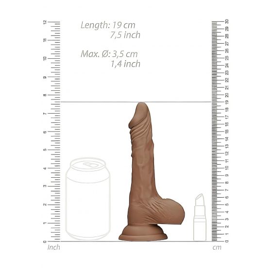 RealRock Dong 7 - realistické dildo s penisom (17 cm) - tmavé prírodné