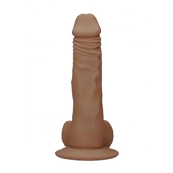 RealRock Dong 8 - realistické dildo s varlaty (20 cm) - tmavé prírodné