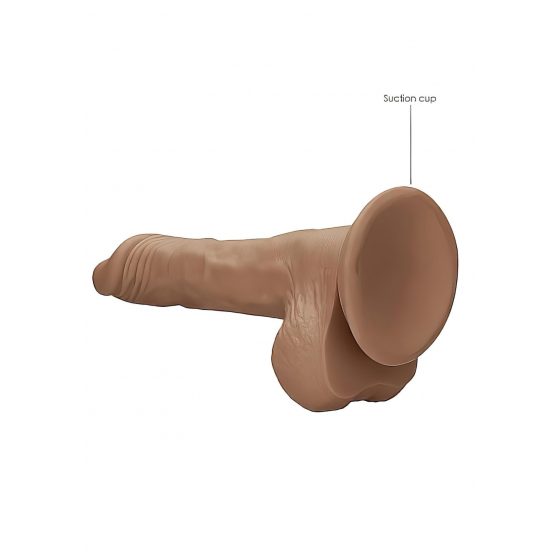 RealRock Dong 8 - realistické dildo s varlaty (20 cm) - tmavé prírodné