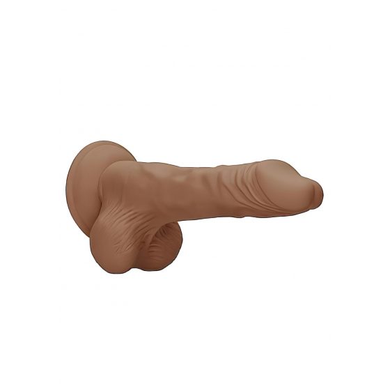 RealRock Dong 8 - realistické dildo s varlaty (20 cm) - tmavé prírodné