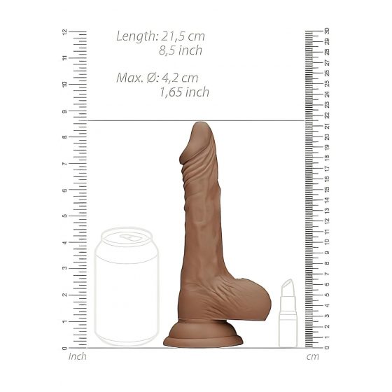 RealRock Dong 8 - realistické dildo s varlaty (20 cm) - tmavé prírodné