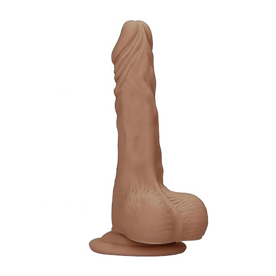 RealRock Dong 8 - realistické dildo s varlaty (20 cm) - tmavé prírodné