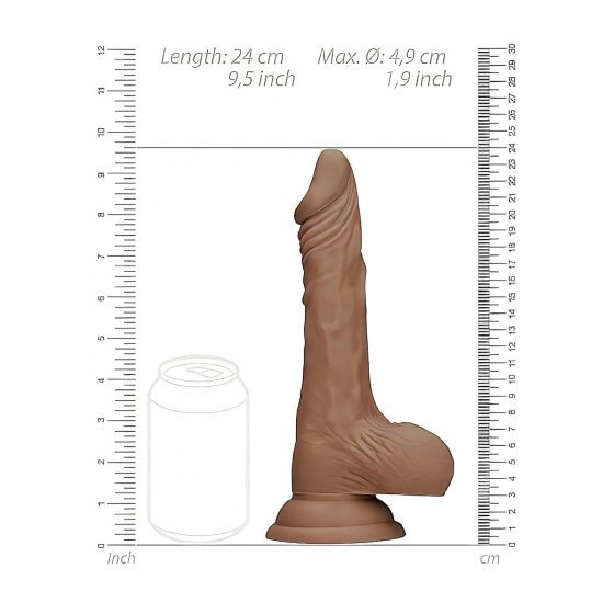 RealRock Dong 9 - realistické dildo s penisom (23 cm) - tmavé prírodné