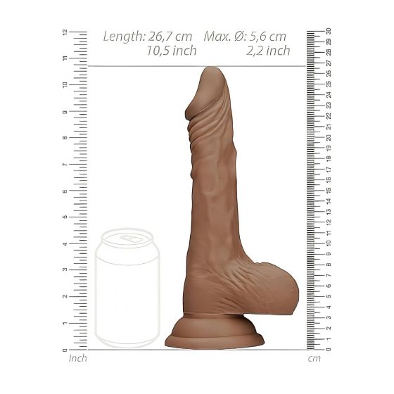 RealRock Dong 10 - realistické dildo s penisom (25 cm) - tmavé prírodné