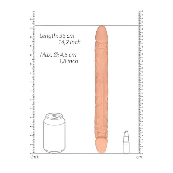 RealRock Double Dong 14 - dvojité dildo (36 cm) - prírodné