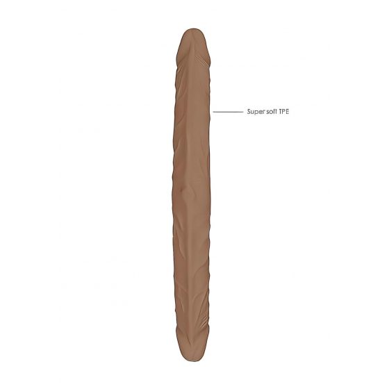 RealRock Double Dong 14 - dvojité dildo (36 cm) - tmavé prírodné