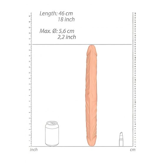 / RealRock Double Dong 18 - dvojité dildo (46 cm) - prírodné