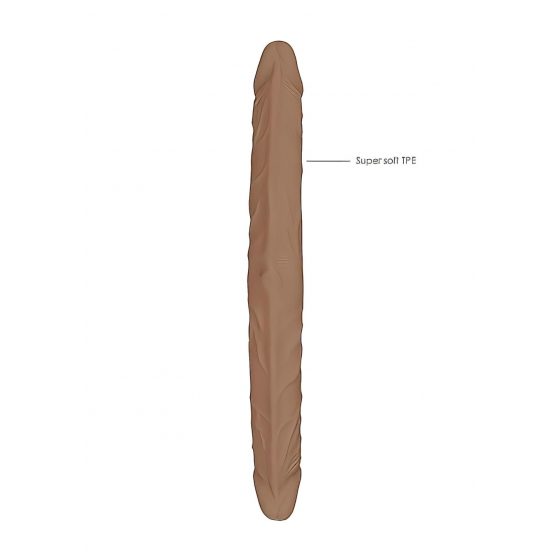 RealRock Double Dong 18 - dvojité dildo (46 cm) - tmavé prírodné