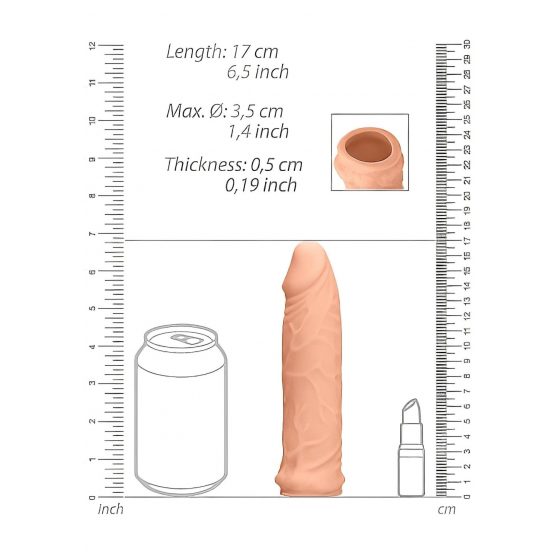 RealRock Penis Sleeve 6 - návlek na penis (17cm) - prírodná farba