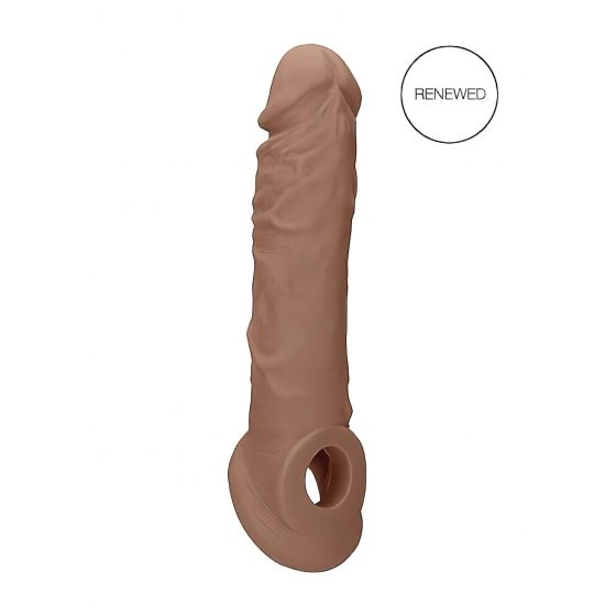 RealRock Penis Sleeve 8 - návlek na penis (21cm) - tmavo telová farba