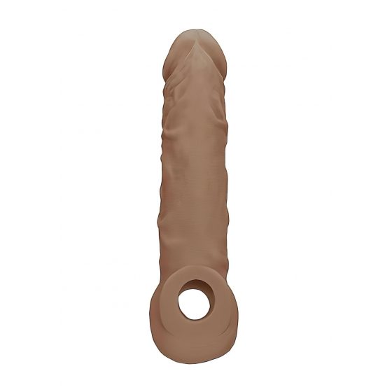 RealRock Penis Sleeve 8 - návlek na penis (21cm) - tmavo telová farba