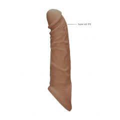   RealRock Penis Sleeve 8 - návlek na penis (21cm) - tmavo telová farba