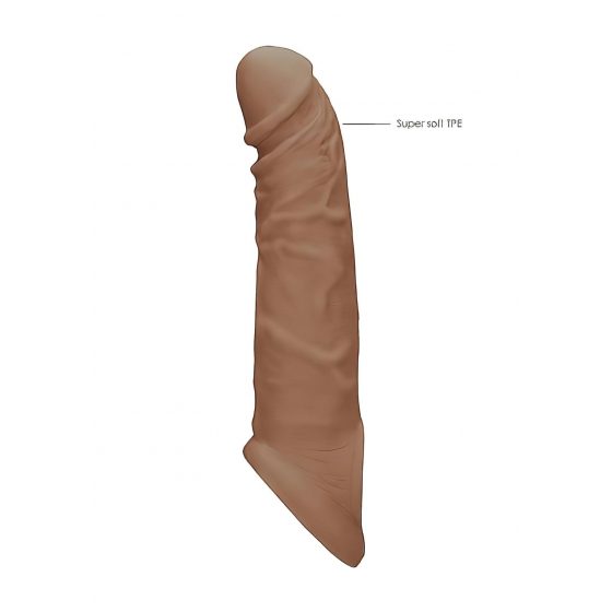 RealRock Penis Sleeve 8 - návlek na penis (21cm) - tmavo telová farba