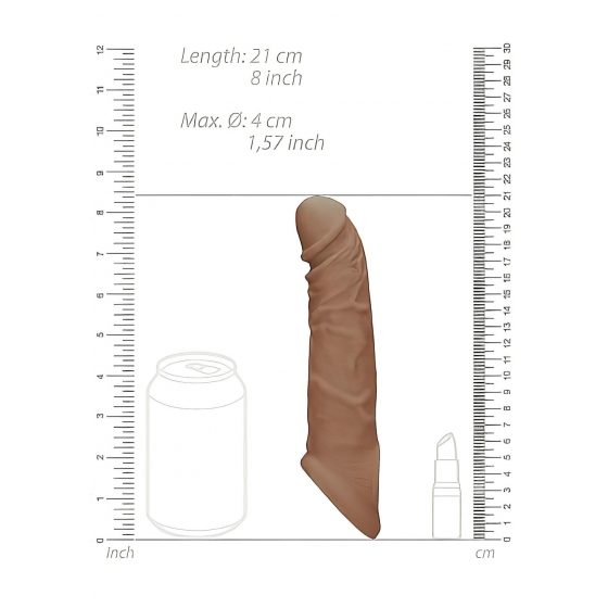 RealRock Penis Sleeve 8 - návlek na penis (21cm) - tmavo telová farba