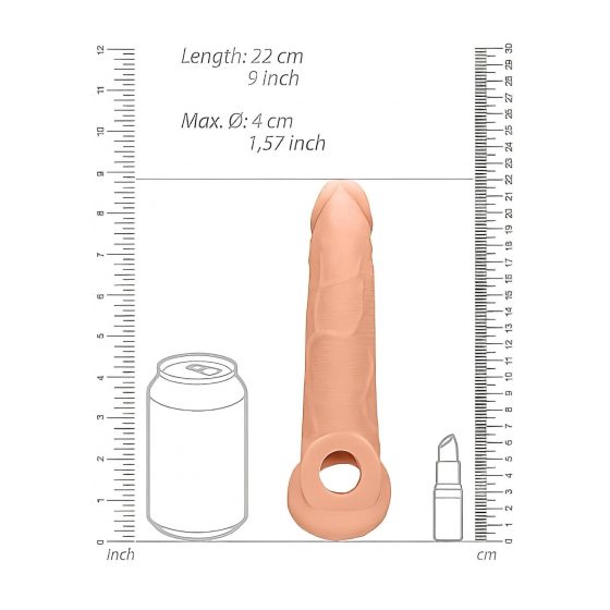 RealRock Penis Sleeve 9 - návlek na penis (21,5 cm) - telová farba