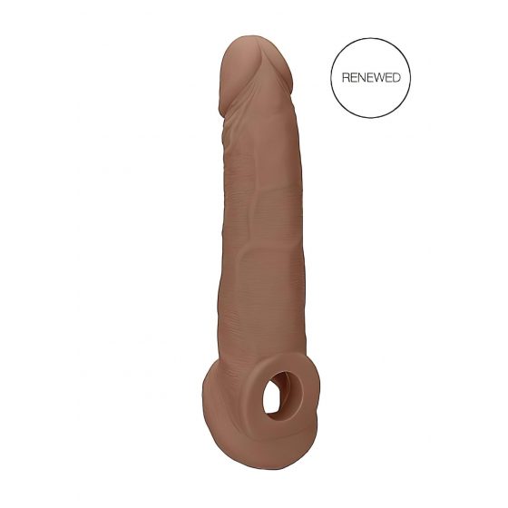 RealRock Penis Sleeve 9 - návlek na penis (21,5 cm) - tmavo telová farba