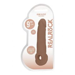   RealRock Penis Sleeve 9 - návlek na penis (21,5 cm) - tmavo telová farba