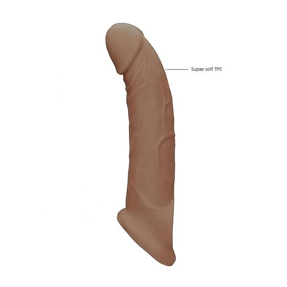 RealRock Penis Sleeve 9 - návlek na penis (21,5 cm) - tmavo telová farba