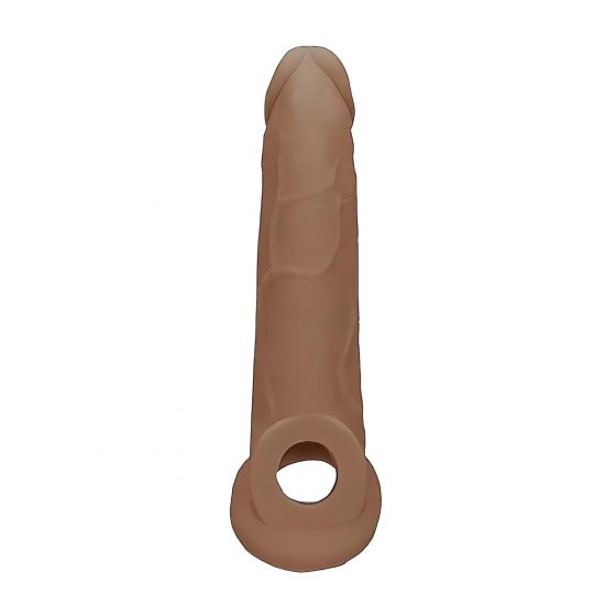 RealRock Penis Sleeve 9 - návlek na penis (21,5 cm) - tmavo telová farba