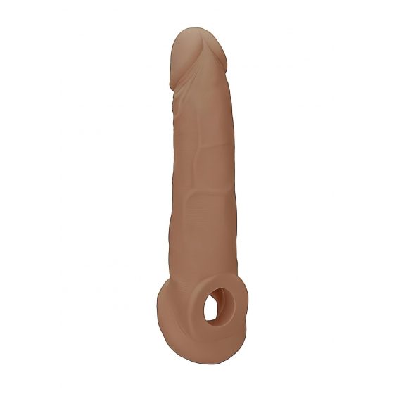 RealRock Penis Sleeve 9 - návlek na penis (21,5 cm) - tmavo telová farba