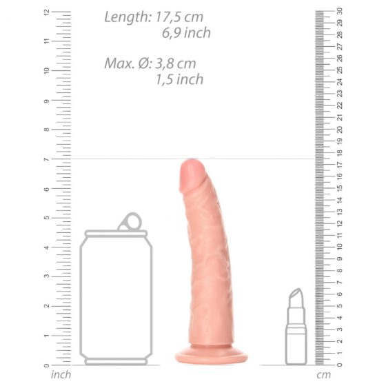 RealRock Slim - lepkavé, realistické dildo - 15,5 cm (prírodné)