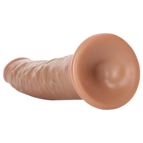 RealRock Slim - realistické dildo so svorkami - 15,5 cm (tmavé prírodné)