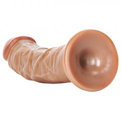   RealRock Curved - zakrivené realistické dildo s lepivou základňou - 15,5 cm (tmavé prírodné)