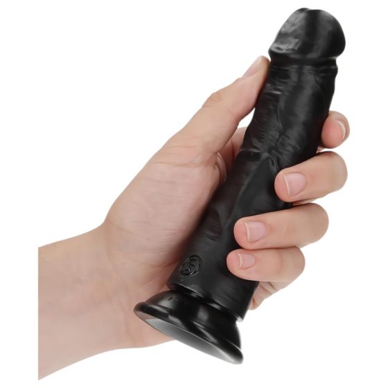 RealRock Curved - zakrivené realistické dildo s lepivými nožičkami - 15,5 cm (čierne)