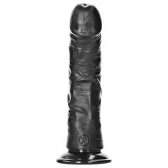   RealRock Curved - zakrivené realistické dildo s lepivými nožičkami - 15,5 cm (čierne)