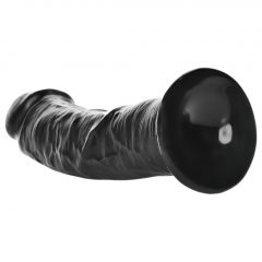   RealRock Curved - zakrivené realistické dildo s lepivými nožičkami - 15,5 cm (čierne)