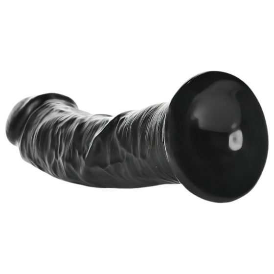 RealRock Curved - zakrivené realistické dildo s lepivými nožičkami - 15,5 cm (čierne)